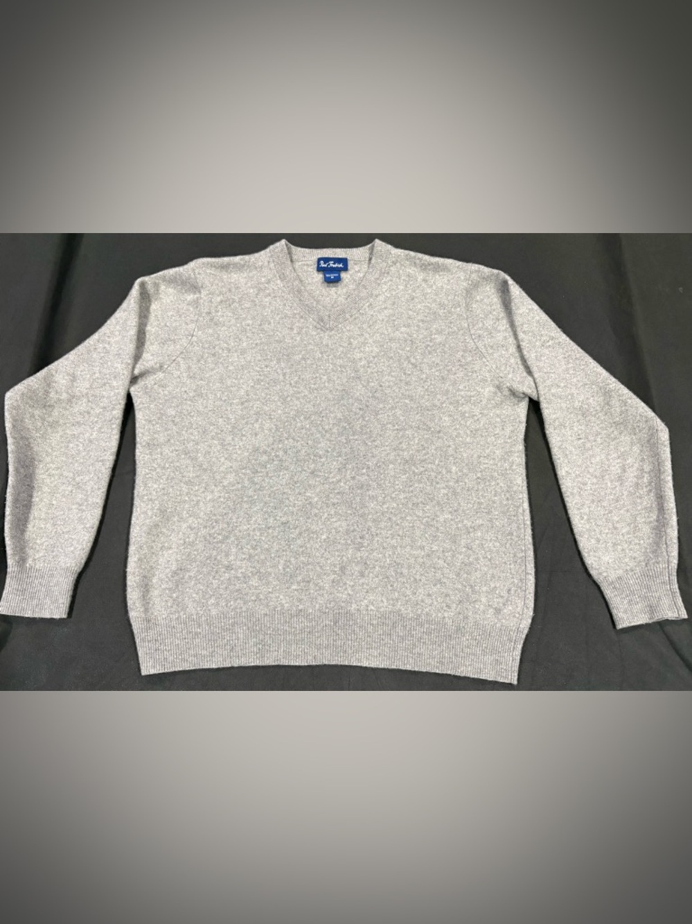 Paul Fredrick 100% Cashmere Sweater Mens M Gray V Neck Soft Luxury Knit Pullover
